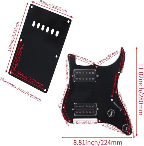 جيتار بيك جارد محمل مع قطعتين من التقاطات السكك الحديدية المزدوجة ولوحة خلفية ومسامير من البلاستيك الأسود in Kuwait