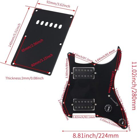 جيتار بيك جارد محمل مع قطعتين من التقاطات السكك الحديدية المزدوجة ولوحة خلفية ومسامير من البلاستيك الأسود in Kuwait