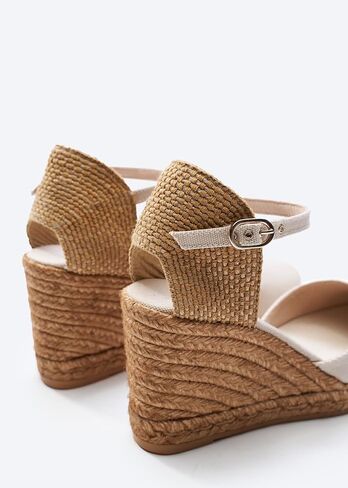 صنادل نسائية من Viscata Satuna Espadrille Canvas Wedges Spain مصنوعة يدويًا بكعب 3 ½ بوصة مع قماش من القطن العضوي المسامي ونعل أوسط من الجوت الطبيعي بنسبة 100% لجميع المناسبات: كاجوال، عمل، حفلة in Kuwait