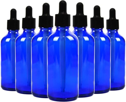Youngever 16 Pack 4 Ounce Glass Dropper Bottles for Essential Oil, 2 Stainless Steel Mini Funnels (Blue) in Saudi Arabia