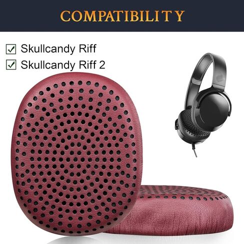 استبدال وسائد الأذن SOULWIT لسماعات Skullcandy Riff، Riff2 السلكية/اللاسلكية فوق الأذن، وسائد الأذن مع جلد أكثر نعومة، رغوة عازلة للضوضاء (أسود) in Kuwait