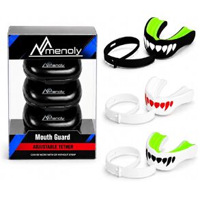 MENOLY 3 Packs Kids Youth Mouth Guard with Strap for Football - Mouth Guard Football Age 6-10 with Cases for Boxing, Lacrosse, Hockey, Basketball, MMA, Wrestling and Other Contact Sports Age 7-12 in Saudi Arabia