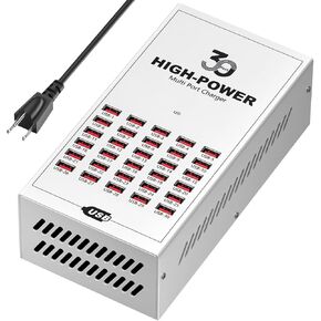 200W 30 Port Multiple USB Charging Station, Multiple Phone Charger Station with Intelligent Protection, Desktop Multi Port USB Hub for School/Hotel/Travel/Shop, Compatible with iPhone/ipad/Tablet in Kuwait