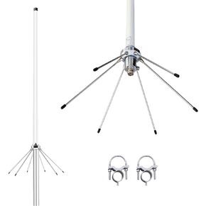 Dual Band VHF UHF Ham Radio Antenna for 2m 70cm 144-148MHz & 430-460MHz Base Station Ham Radio Repeater 144 435 MHz Outdoor Fiberglass Housing 100W w/Ground Plane SO-239 Connector in Kuwait