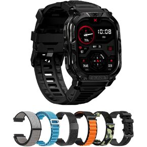 CARBINOX Blaze Smart Watch with 6 Pack Bands 22 mm GPS, Rugged Fitness Tracker Waterproof IP69K, Compatible with Android and iOS, 170+ Sports Modes, Make/Receive Calls (Square) in Kuwait