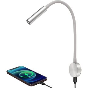 acegoo RV LED Reading Light 12V Flexible Neck Wall Lamp for RV Boat Camper Van Bedside or Seat Reading, Inbuilt USB Charger & Red Night Light DC12-24V Hard-Wired in Kuwait
