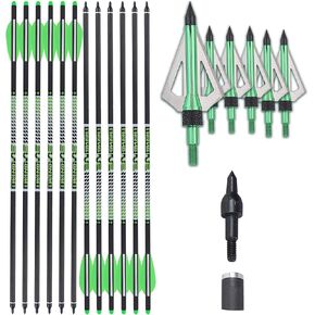 LWANO 22 Inch Pure Carbon Crossbow Bolts Arrows with Broadheads for Hunting in Kuwait