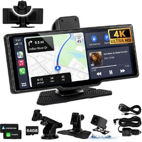 9.3" Wireless CarPlay Screen for Car, Portable Apple CarPlay & Android Auto Display with Bluetooth,1600x600 IPS Touchscreen, Backup Camera Input, Mirror Link, FM/AUX Output in Kuwait
