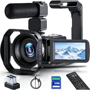 8K 64MP Video Camera Camcorder IR Night Vision Vlogging Camera 18X Zoom WiFi Digital Camera for YouTube 3.0'' Touch Screen Camcorder with 32GB SD Card, 2 Batteries, Remote Control, Mic and Stabilizer in Kuwait