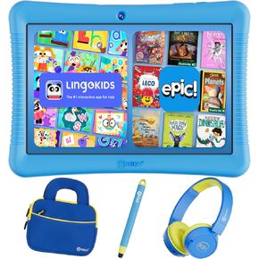 Contixo 10" Android Kids Tablet Bundle - 32GB, Epic! & Lingokids Educational Apps, Parental Controls, Kid-Proof Case w/Kickstand & Stylus, Headphones & Sleeve Bag - Purple in Saudi Arabia