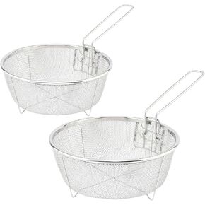 2 pcs 7.8/9 Inch Stainless Steel Deep Fry Basket with Detachable Handle for Frying, Serving Food - Multifunctional Fryer Basket in Saudi Arabia