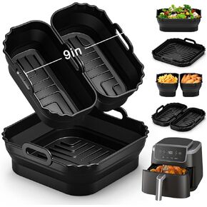 Collapsible 9 Inch Air Fryer Silicone Liners for Ninja AF141 5QT AF181 in Kuwait