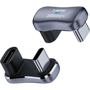 WLGQ USB 3.1 Type-C to USB-A Adapter U-Shaped Low-Profile Design, 10Gbps Data & Charging for Smartphones, Tablets, Nintendo Switch Under 11mm - 2 Pack, Gray in Kuwait