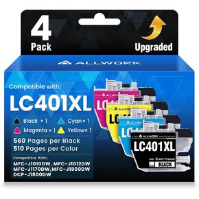 LC401XL LC401 Ink Cartridges Compatible for Brother MFC-J1010DW 4-Pack in Saudi Arabia