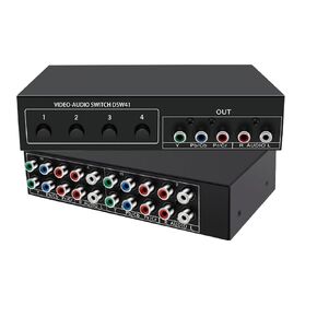 Component AV Video Switch Box 4 in 1 Out 1080P, 4-Way 5 RCA YPbPr Composite L/R Audio AV Splitter RGB Selector Switcher Converter for Xbox 360 Wii PS3 PS2 PS1 SNES DVD/VCD/STB/TV/HDTV, Plug & Play in Saudi Arabia