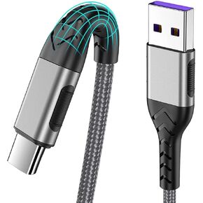 Durcord 16ft Fast Charging USB Type C Charging Cord Cable, Type C Charger Braided USB Cable Compatible with iPhone 15 Pro/Plus/Max/Android/Phone/Pad - Silver in Kuwait