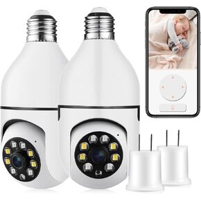 Security Camera Indoor Wireless WiFi Outdoor Home E27 360 Degree Panoramic Home Security Cameras IP Camera Motion Detection and Alarm Two-Way Audio 2pack in Kuwait