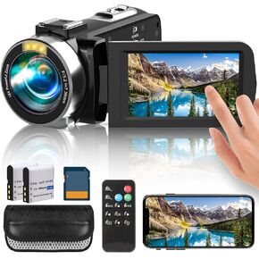 4K Camcorder Video Camera, 48MP Digital Video Camera for YouTube, with 3'' 270 Degree Rotation Touchscreen, 18X Video Recorder Vlogging Camera with Remote Control and Two Batteries in Saudi Arabia