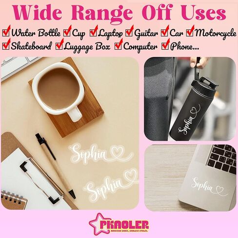 3Pcs Custom Name Transparent Sticker Personalized Clear Decal with Heart in Kuwait