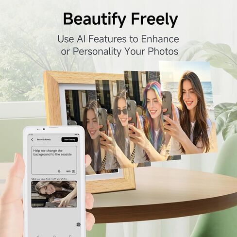 Bigme F7 Pro Smart Digital Photo Frame, ePaper Photo Frame with 7.5 Inch HD Color E-Ink Display, Support Mobile App WiFi Sharing, Calender & Sync Reminders, Long Battery Life, Beech in Kuwait