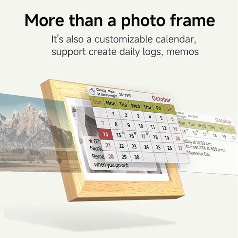 Bigme F7 Pro Smart Digital Photo Frame, ePaper Photo Frame with 7.5 Inch HD Color E-Ink Display, Support Mobile App WiFi Sharing, Calender & Sync Reminders, Long Battery Life, Beech in Kuwait