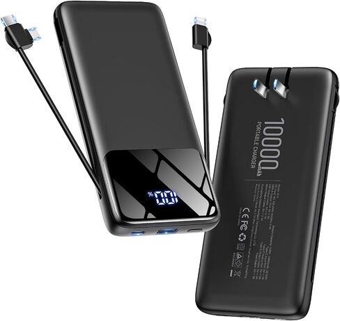 Portable Charger 10000mAh Power Bank with Built-in Cables and Wall Plug in Kuwait