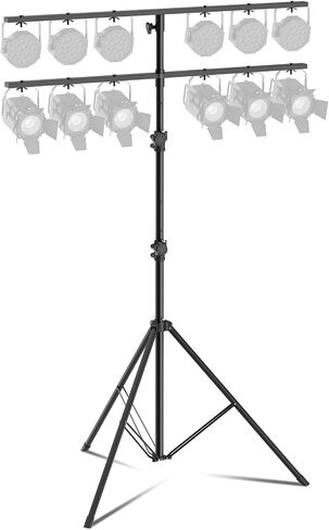 Tall DJ Lights Stand with 2 T Bar, Heavy Duty DJ Stand for 8 Lights, Portable Par Can Stage Light Stand Adjustable Height 81-144 Inch, 12 ft in Kuwait