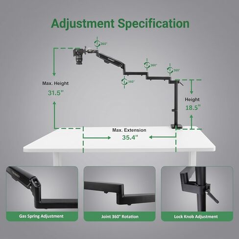 Camera Desk Mount with Gas Spring Arm in Saudi Arabia