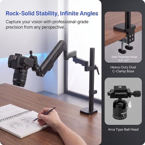 Camera Desk Mount with Gas Spring Arm in Saudi Arabia