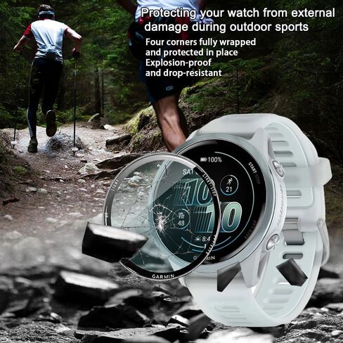 Compatible for Garmin Forerunner 570 42mm Screen Protector & Charge Dust Plug Kit Bubble-Free Shockproof TPU Protective Film [It's Not Glass](Not for 570-47mm) 4+4 Pack in Kuwait