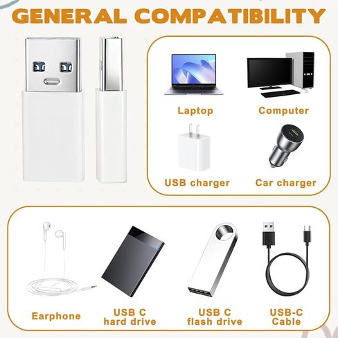 Xthrotsenk 6 PCS USB B to C Adapter USB C to B Adapter White in Kuwait