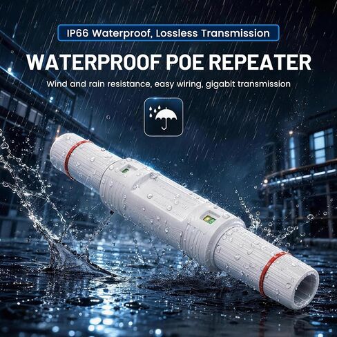 48V POE Extender IP66 Waterproof 30W Outdoor POE Repeater 10/100Mbps RJ45 Ethernet POE Extender for POE Switches,POE Cameras,etc in Kuwait
