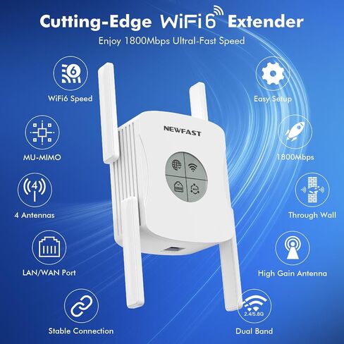 NEWFAST AX1800 WiFi 6 Range Extender,Dual Band WiFi Signal Booster for Home in Kuwait