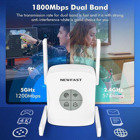 NEWFAST AX1800 WiFi 6 Range Extender,Dual Band WiFi Signal Booster for Home in Kuwait