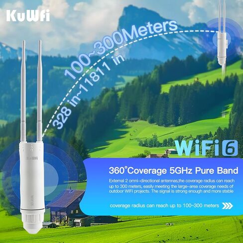 KuWFi AX1800 Outdoor WiFi 6 Access Point for Yard, Farm & Garage in Saudi Arabia