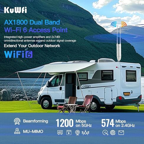 KuWFi AX1800 Outdoor WiFi 6 Access Point for Yard, Farm & Garage in Saudi Arabia