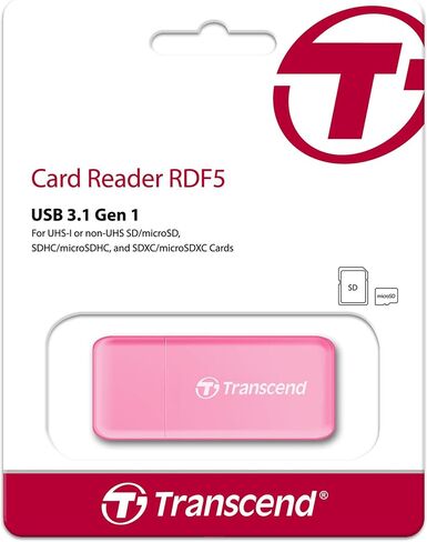 Transcend USB 3.1 SDHC/SDXC/ microSDHC/SDXC Card Reader, TS-RDF5R (Pink) in Kuwait