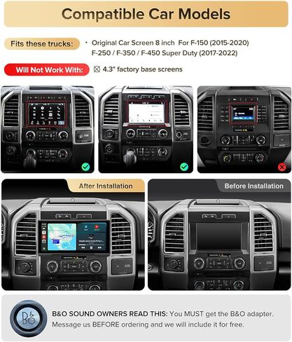 10.33" CarPlay Radio for Ford F150 15-20 F250-F350 17-22 (8" Only) in Kuwait