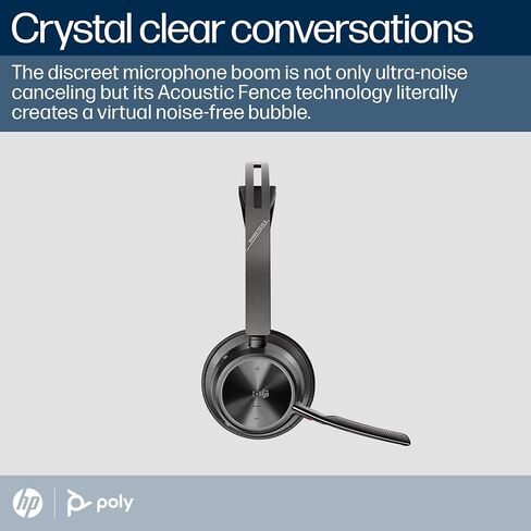 Poly Voyager Focus 2 UC Bluetooth Headphones with Mic & Charging Stand - ANC - Connect to PC or Mobile via Bluetooth - Microsoft Teams Certified - Includes BT700 USB-C to USB-A Adapter, Travel Case in Kuwait