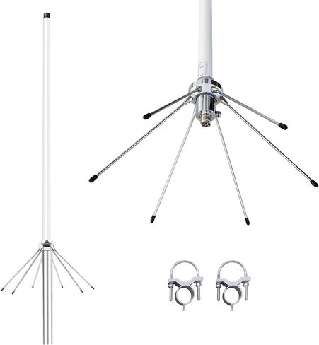 Dual Band VHF UHF Ham Radio Antenna for 2m 70cm 144-148MHz & 430-460MHz Base Station Ham Radio Repeater 144 435 MHz Outdoor Fiberglass Housing 100W w/Ground Plane SO-239 Connector in Kuwait