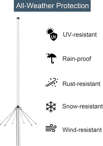 Dual Band VHF UHF Ham Radio Antenna for 2m 70cm 144-148MHz & 430-460MHz Base Station Ham Radio Repeater 144 435 MHz Outdoor Fiberglass Housing 100W w/Ground Plane SO-239 Connector in Kuwait