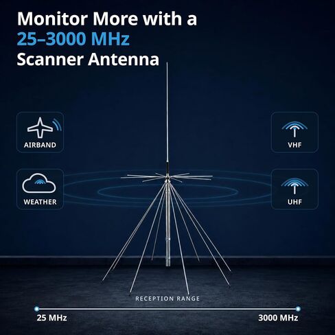 D3000N Discone Scanner Antenna, 25-3000 MHz, VHF/UHF in Kuwait