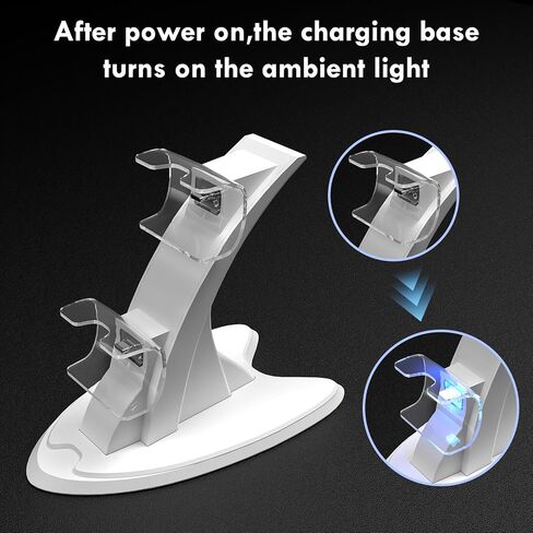 PS5 Controller Charger with Fast Charging, PlayStation 5 Controller Charging Station with LED Light and Charger Cable in Kuwait