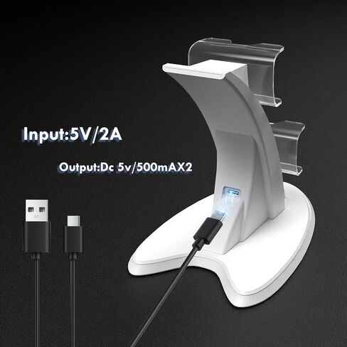 PS5 Controller Charger with Fast Charging, PlayStation 5 Controller Charging Station with LED Light and Charger Cable in Kuwait