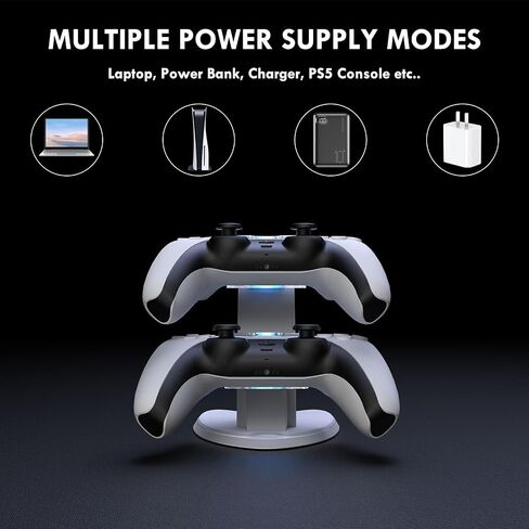PS5 Controller Charger with Fast Charging, PlayStation 5 Controller Charging Station with LED Light and Charger Cable in Kuwait