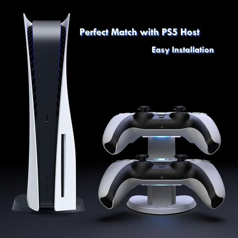 PS5 Controller Charger with Fast Charging, PlayStation 5 Controller Charging Station with LED Light and Charger Cable in Kuwait