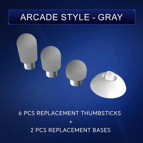 ZD Gaming C-Type Thumb Grip Replacement Kit, Standard/FPS/Arcade Joystick Caps with Replacement Bases, Non-Slip, Compatible with Xbox Series/Astro C40/8BitDo Controllers, Enhanced Precision for E-Sports Gaming & All Game Modes (Arcade Style) (White) in Kuwait