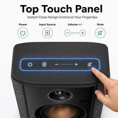 HiVi-Swans OS-10 HiFi Stereo Speakers, Bluetooth 5.0 Active Computer Bookshelf Speakers - 4'' Dynamic Woofer, Powered Desk Speakers 62w RMS with Touch Control for PC/Phone/TV - Black in Kuwait