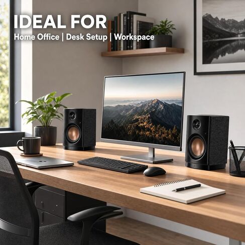 HiVi-Swans OS-10 HiFi Stereo Speakers, Bluetooth 5.0 Active Computer Bookshelf Speakers - 4'' Dynamic Woofer, Powered Desk Speakers 62w RMS with Touch Control for PC/Phone/TV - Black in Kuwait