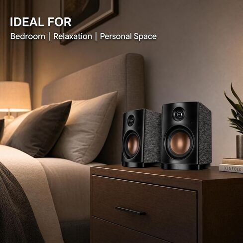 HiVi-Swans OS-10 HiFi Stereo Speakers, Bluetooth 5.0 Active Computer Bookshelf Speakers - 4'' Dynamic Woofer, Powered Desk Speakers 62w RMS with Touch Control for PC/Phone/TV - Black in Kuwait